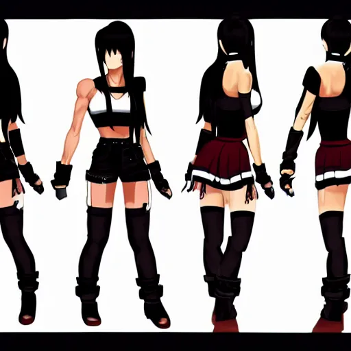 Image similar to stylised concept art of tifa lockhart posing