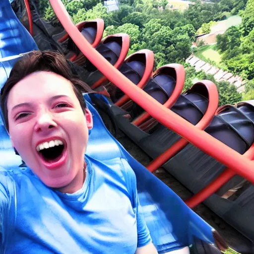 Image similar to Roller Coaster selfie screaming crying