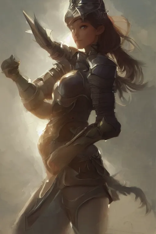 Prompt: knight, woman, illustration, rim light, top light, perfectly shaded, spring time, slight overcast lighting, soft painting, art by krenz cushart