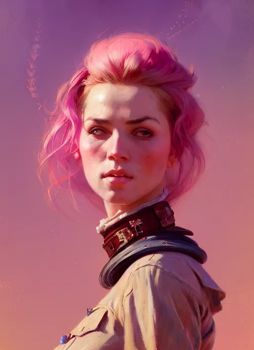 Prompt: female western sherif, beautiful girl, full body, pink hair, in old west, realistic, serov, surikov, vasnetsov, repin, kramskoi, insanely detailed, charlie bowater, tom bagshaw, high resolution, octane rendered, unreal engine, illustration, trending on artstation, masterpiece, 8 k