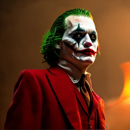 Image similar to stunning awe inspiring johnny depp playing the joker movie still 8 k hdr atmospheric lighting