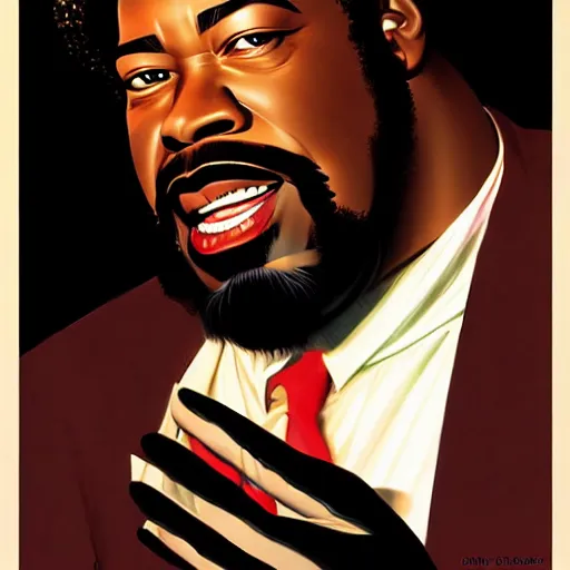 Prompt: barry white by clyde caldwell, ilya kuvshinov, rossdraw, very detailed