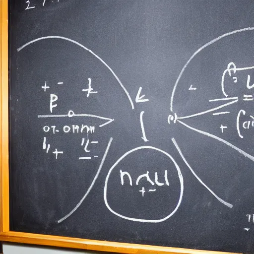 Image similar to the equation from the theory of all and functioning quantistic gravity theorem, written on a blackboard