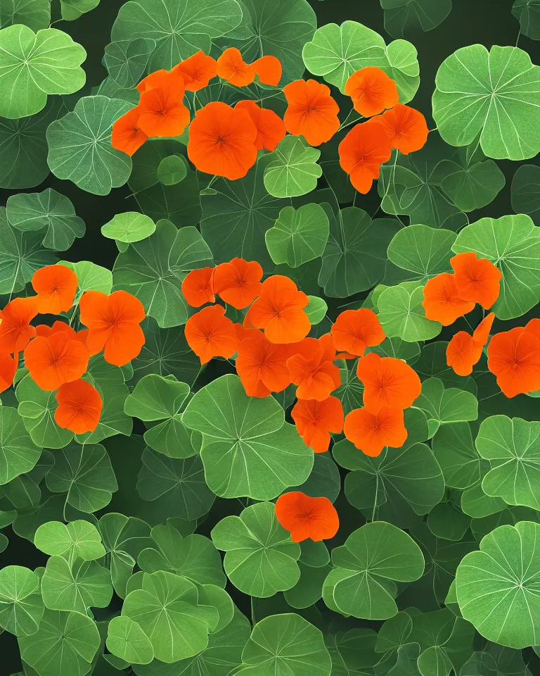 Prompt: 3 d rendering of nasturtiums