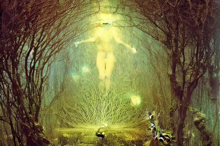 Prompt: enchanted garden by jean delville, luis royo, beksinski, grimshaw