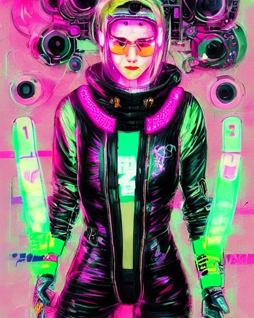 Image similar to detailed portrait Neon Operator Girl, cyberpunk futuristic neon, reflective catsuit, decorated with traditional Japanese ornaments by Ismail inceoglu dragan bibin hans thoma !dream detailed portrait Neon Operator Girl, cyberpunk futuristic neon, reflective puffy coat, decorated with traditional Japanese ornaments by Ismail inceoglu dragan bibin hans thoma greg rutkowski Alexandros Pyromallis Nekro Rene Maritte Illustrated, Perfect face, fine details, realistic shaded, fine-face, pretty face