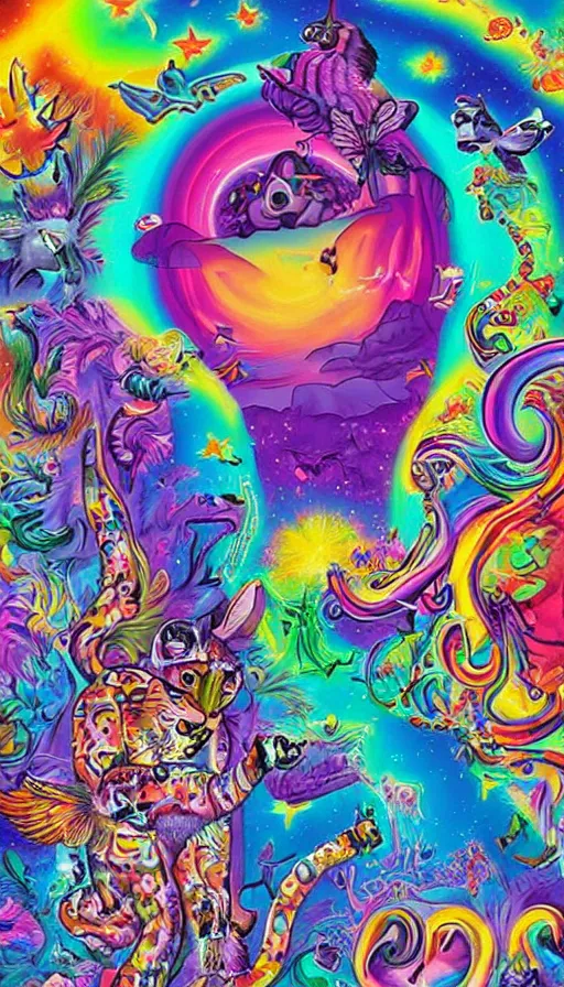 Prompt: the end of the world, by lisa frank,