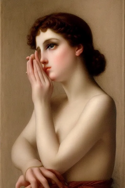 Image similar to parlour girl by vittorio reggianini, dark lighting, perfectly detailed eyes, beautiful hands, pale skin, clear face