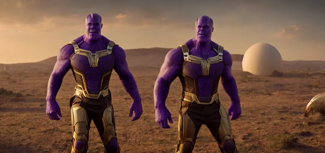 Image similar to a very high resolution image from a new movie. thanos, photorealistic, photography, directed by wes anderson