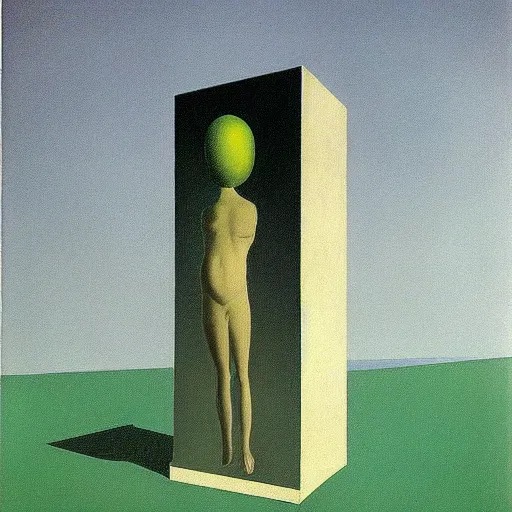 Image similar to Reality collapsing, surrealist art, by René Magritte