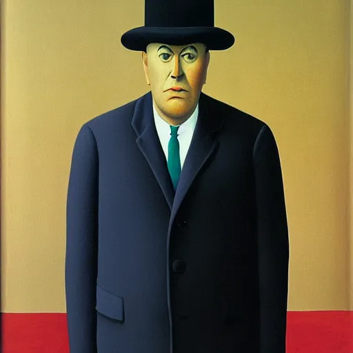 Prompt: A portrait by René Magritte
