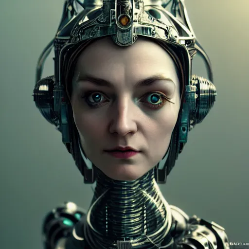 Image similar to dieselpunk robotic elvish empress, extremely detailed, hyperrealistic, intricate, soft light, fantasy, d & d, digital painting, art station, by wlop, octane render, unreal engine, 4 k