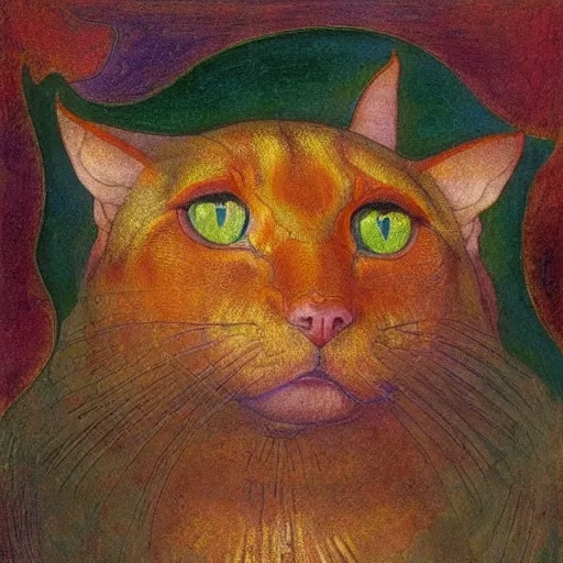 Image similar to cloisonne cat head sculpture, by annie swynnerton and diego rivera and nicholas roerich and jean delville, symbolist, dramatic lighting, god rays, art brut, rich colors, smooth, sharp focus, extremely detailed, adolf wolfli and ( donato giancola and bilibin )