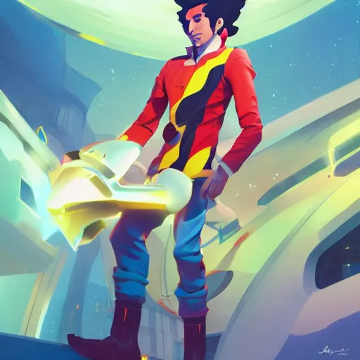 Image similar to hero world space dandy, behance hd by jesper ejsing, by rhads, makoto shinkai and lois van baarle, ilya kuvshinov, rossdraws global illumination