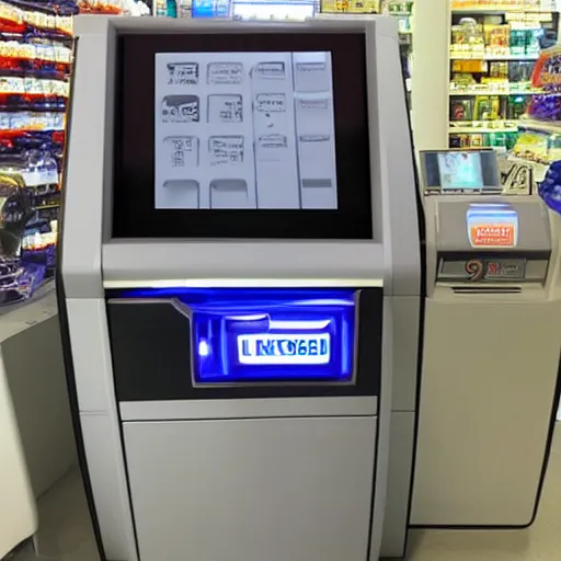 Image similar to ilford hp 5 digressive convenience store robo - cashier