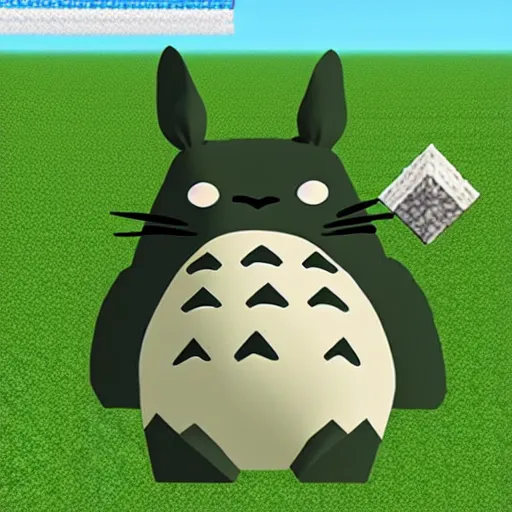 Prompt: totoro as a character in minecraft