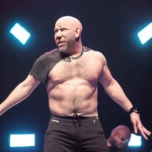Image similar to dana white performing on stage at a rap concert