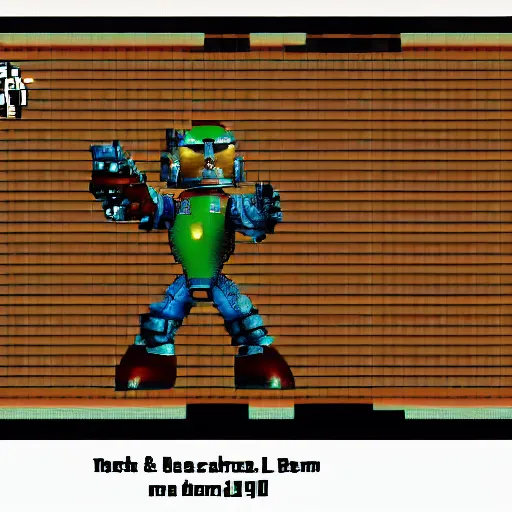 Image similar to ratchet & clank in the style of DOOM 1993 Game, pixelated graphics, FPS