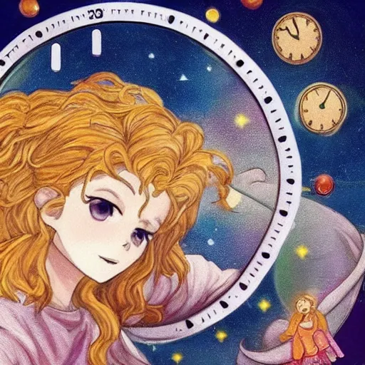 Image similar to https://cdn.discordapp.com/attachments/993896480127582278/1004237493362757712/worstimever_a_Celestial_goddess_of_time_and_space_floating_in_t_370075ae-41e7-4193-812c-4c69b13b9732.png