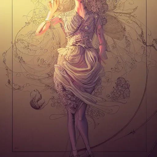 Image similar to the face of an incredibly beautiful, graceful, elegant, and sophisticated young woman dressed as a bulb of garlic, an ultrafine detailed illustration by james jean, intricate linework, bright colors, final fantasy, behance contest winner, vanitas, angular, altermodern, unreal engine 5 highly rendered, global illumination, radiant light, detailed and intricate environment