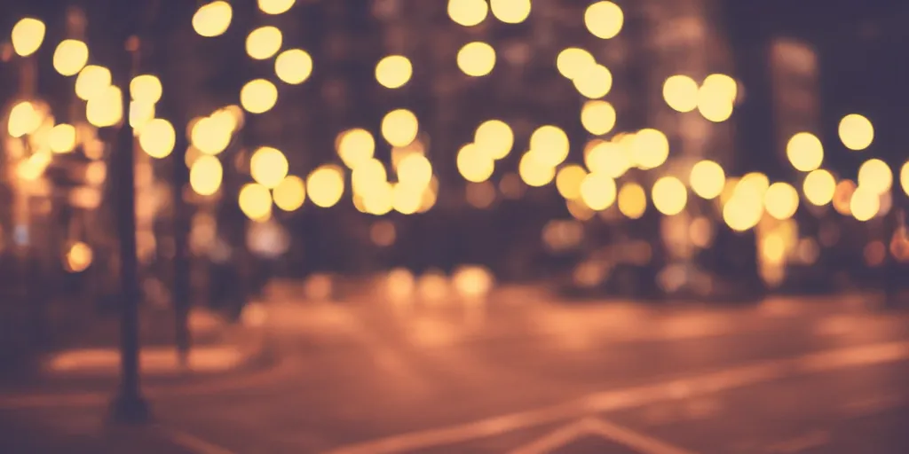 Prompt: photography bokeh soft focus light city night streetlights