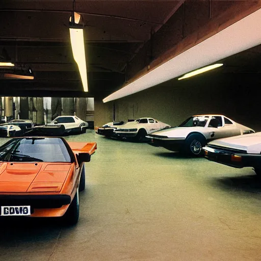 Prompt: 1979 Jeep BMW M1, inside of an auto dealership, ektachrome photograph, volumetric lighting, f8 aperture, cinematic Eastman 5384 film