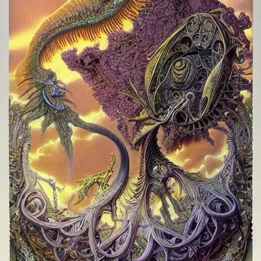 Prompt: divine chaos engine by roger dean, ernst haeckel, and andrew ferez, symbolist, visionary