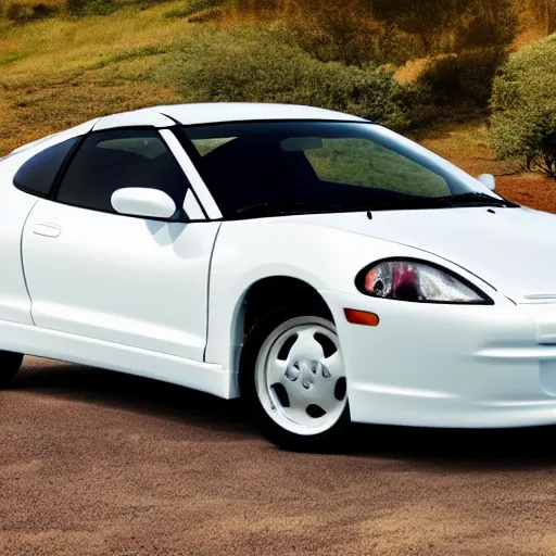 Image similar to white 2 0 0 2 mitsubishi eclipse, promotional photography, professional, 4 k photo