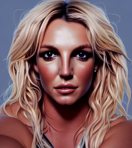 Image similar to portrait of britney spears in heightened detail, poised, intense emotion, detailed facial expression, detailed surroundings, intricate, elegant, highly detailed, centered, digital painting, artstation, concept art, smooth, sharp focus, illustration, by ( pokemon ), wlop