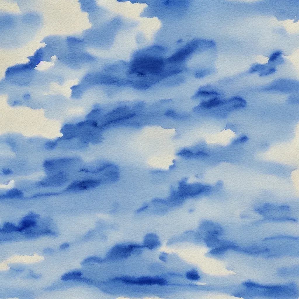 Prompt: blue sky with some clouds, watercolor, muted colors, wallpaper