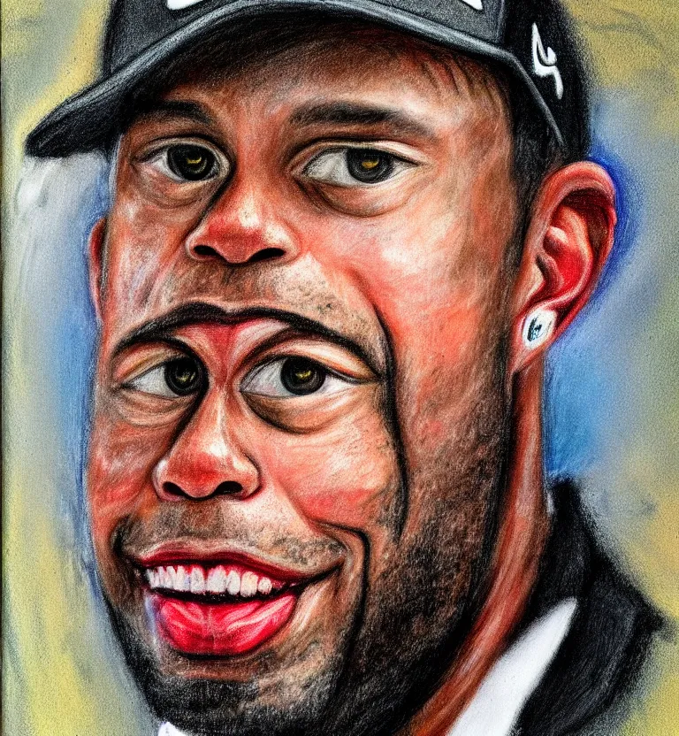 Prompt: realistic tiger woods portrait by el greco.