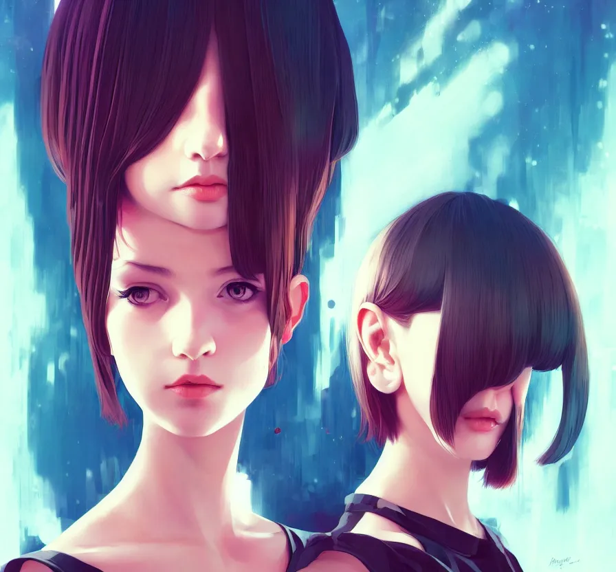 Image similar to a beautiful young british alternative music singer. optical illusion art by ilya kuvshinov lois van baarle ross tran range murata artgerm katsuhiro otomo norman rockwell. highly detailed intricately sharp focus mystically trending deviantart, pinterest, vogue italia, unreal engine 5, 4 k uhd image