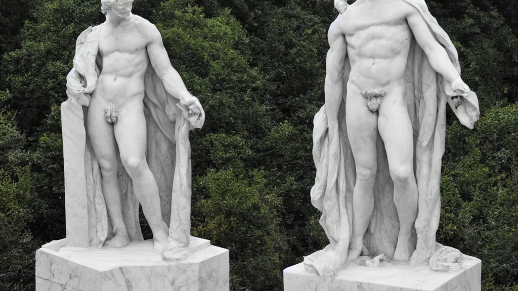 Prompt: a Marble Statue of a man