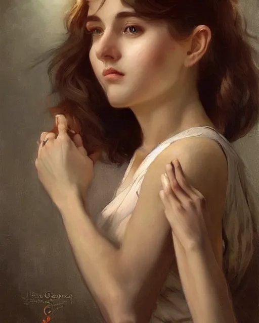 Image similar to a girl focused on chessboard, beautiful face, oil on canvas, artstation, by j. c. leyendecker and edmund blair leighton and charlie bowater, beautiful face, octane, very aesthetic!!!!!!!!!!!!!!! stunning gorgeous big eyes