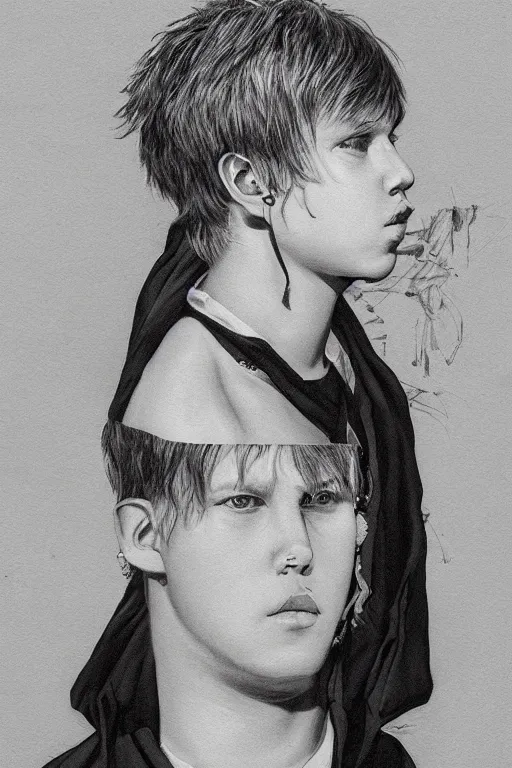 Image similar to portrait of yung lean renaissance style, hyper detailed face, trending on artstatio, beautiful