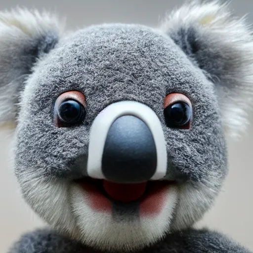 Image similar to cute koala as a muppet, intricate detail, beautiful aesthetic, photorealistic, award winning professional cinematic composition, dramatic lighting, 8 k