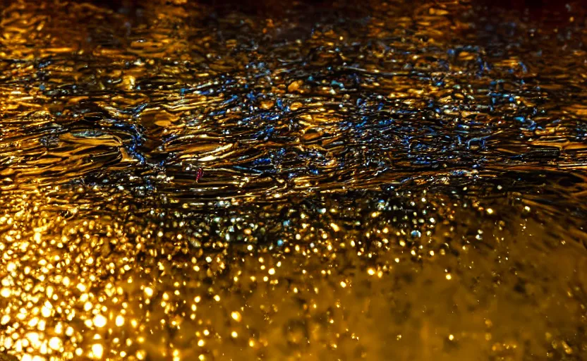 Image similar to warlock sumerge, beautiful metal liquid, metal oozing pool pit, cinematic lighting, various refining methods, micro macro autofocus, ultra definition, award winning photo