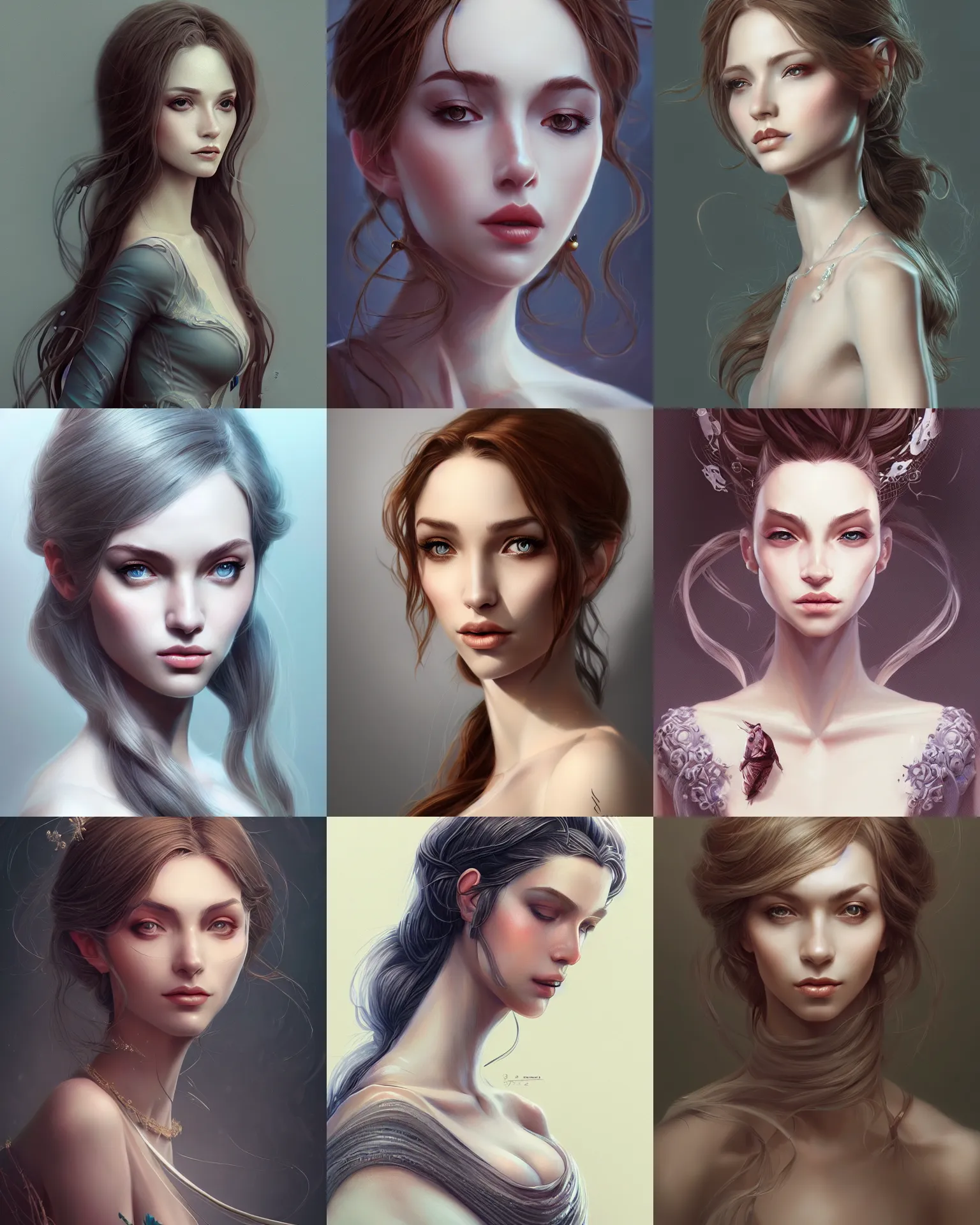 Prompt: portrait of a woman, beautiful, elegant, mesmerizing, concept art, highly detailed, smooth, fantastical, cinematic, artstation, behance, deviantart, by sana takeda