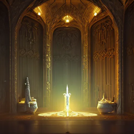 Prompt: long shot of the throne room of an elven castle, very sofisticated, marble and gold, by peter mohrbacher and dan mumford and nekro, cgsociety, volumetric light, 3 d render