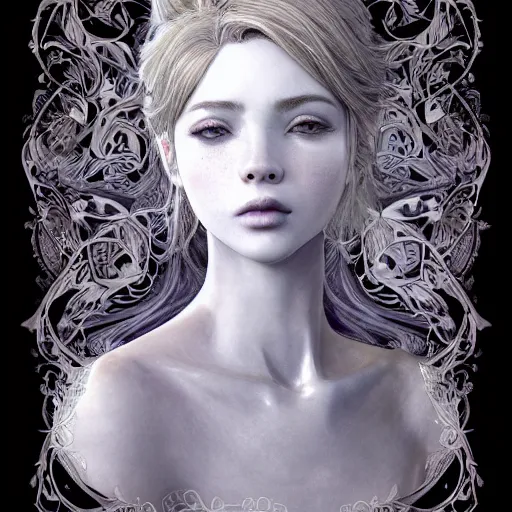 Image similar to the portrait of a blueberry that resembles an absurdly beautiful, graceful, elegant, sophisticated, lovely young woman, an ultrafine hyperdetailed illustration by kim jung gi, irakli nadar, intricate linework, bright colors, octopath traveler, final fantasy, unreal engine 5 highly rendered, global illumination, radiant light, detailed and intricate environment