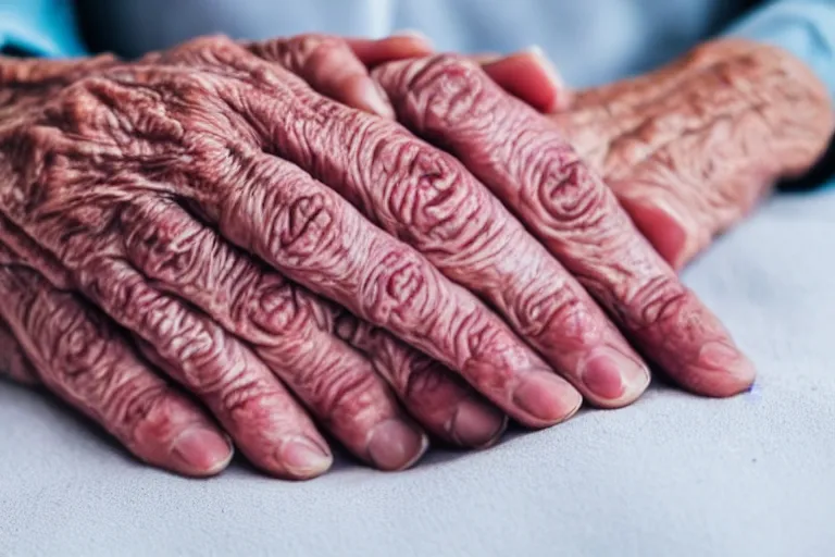 Prompt: close up still of an elderly womans hands