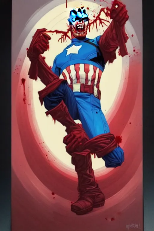 Image similar to a zombie captain america watching tv, tristan eaton, victo ngai, artgerm, rhads, ross draws