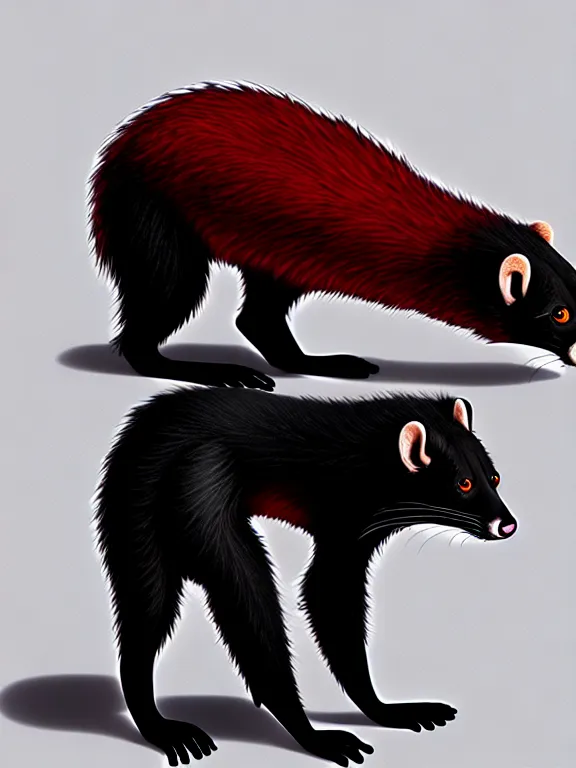 Image similar to furry - male - red - black - weasel - chaos theorist - fursona, photorealistic, trending on weasyl