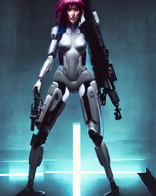 Image similar to weta movie still portrait photo of megan fox as the major ghost in the shell as cyborg woman by pixar, by weta, wlop, ilya kuvshinov, rossdraws, artgerm, maxim cover, latex, sweaty, iridescent, bright morning, anime, liosh, mucha