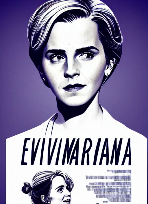 Prompt: evergreen, elderly emma watson portrays hilary clinton, 8 0's movie poster, theatrical poster, vibrant fan art, digital art, trending on artstation, minimalist