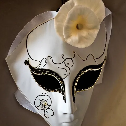 Image similar to venetian masquerade mask, symmetry, reflecting flower