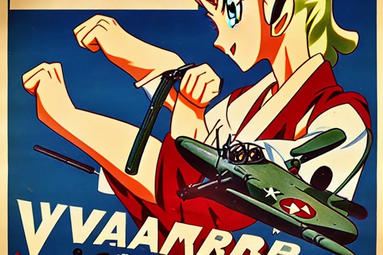 Prompt: 1940s, war, anime, poster, subaru