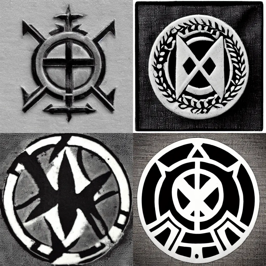 Prompt: “emblem of a WW2 German infantry division, black and white”