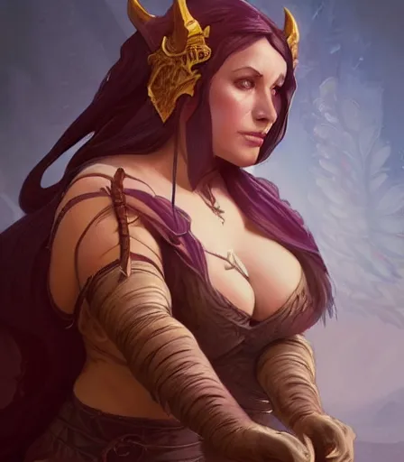 Prompt: Tiefling Druid, hourglass curvy figure, attractive features, dungeons and dragons portrait, highly detailed, digital painting, artstation, concept art, sharp focus, illustration, art by artgerm and greg rutkowski and alphonse mucha