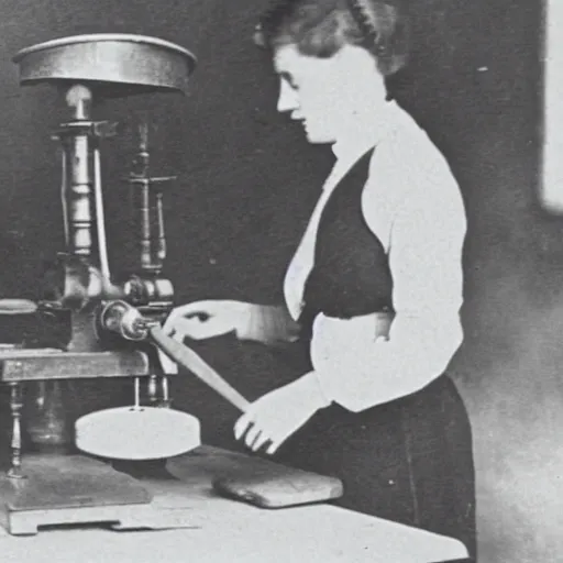 Image similar to an early 1900s photo of someone on a computer making a donut in blender